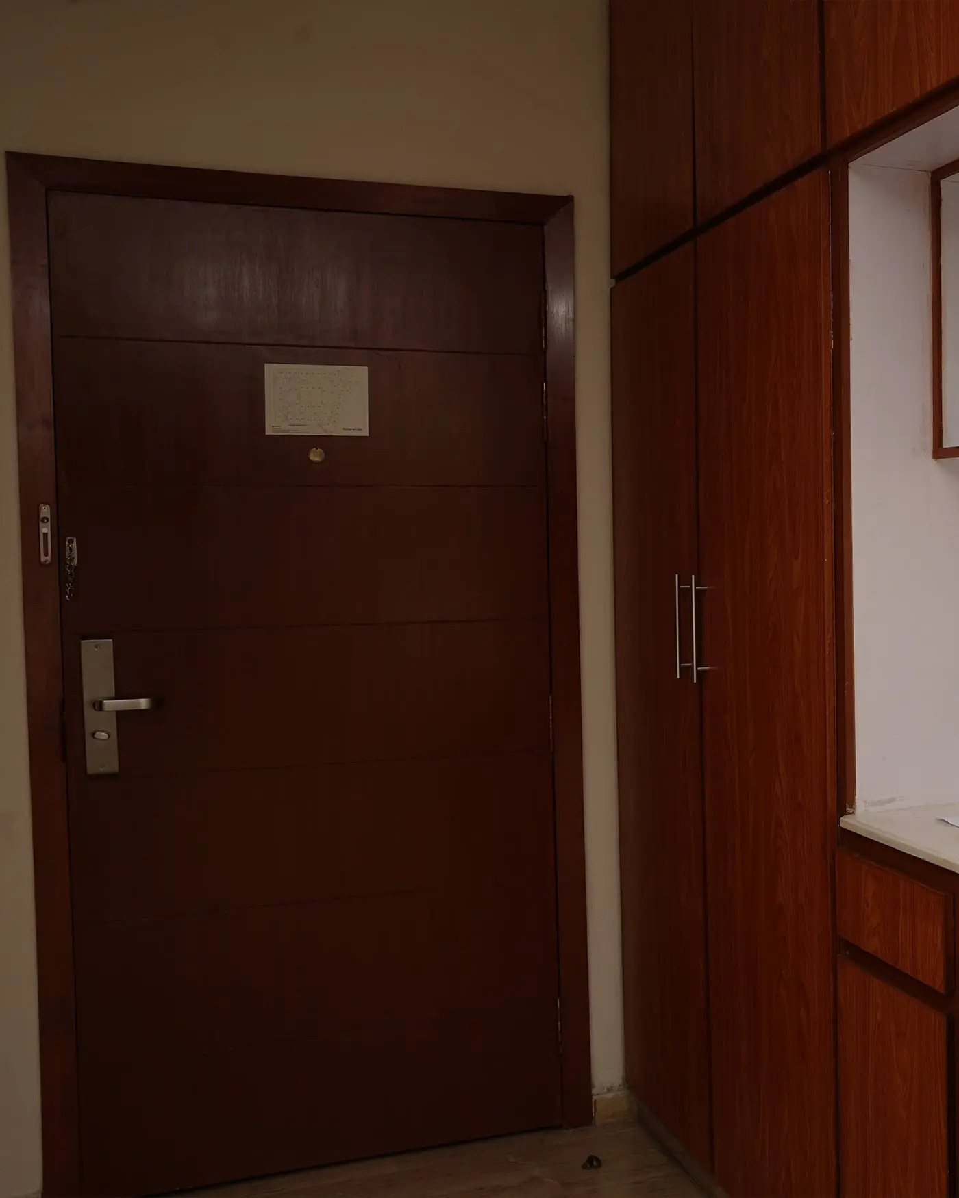 A guest room entrance