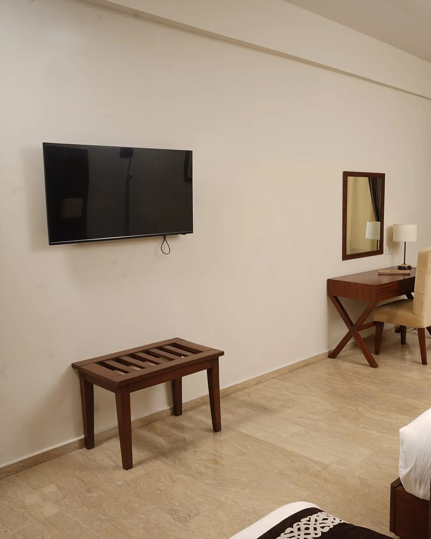 A guest room television wall