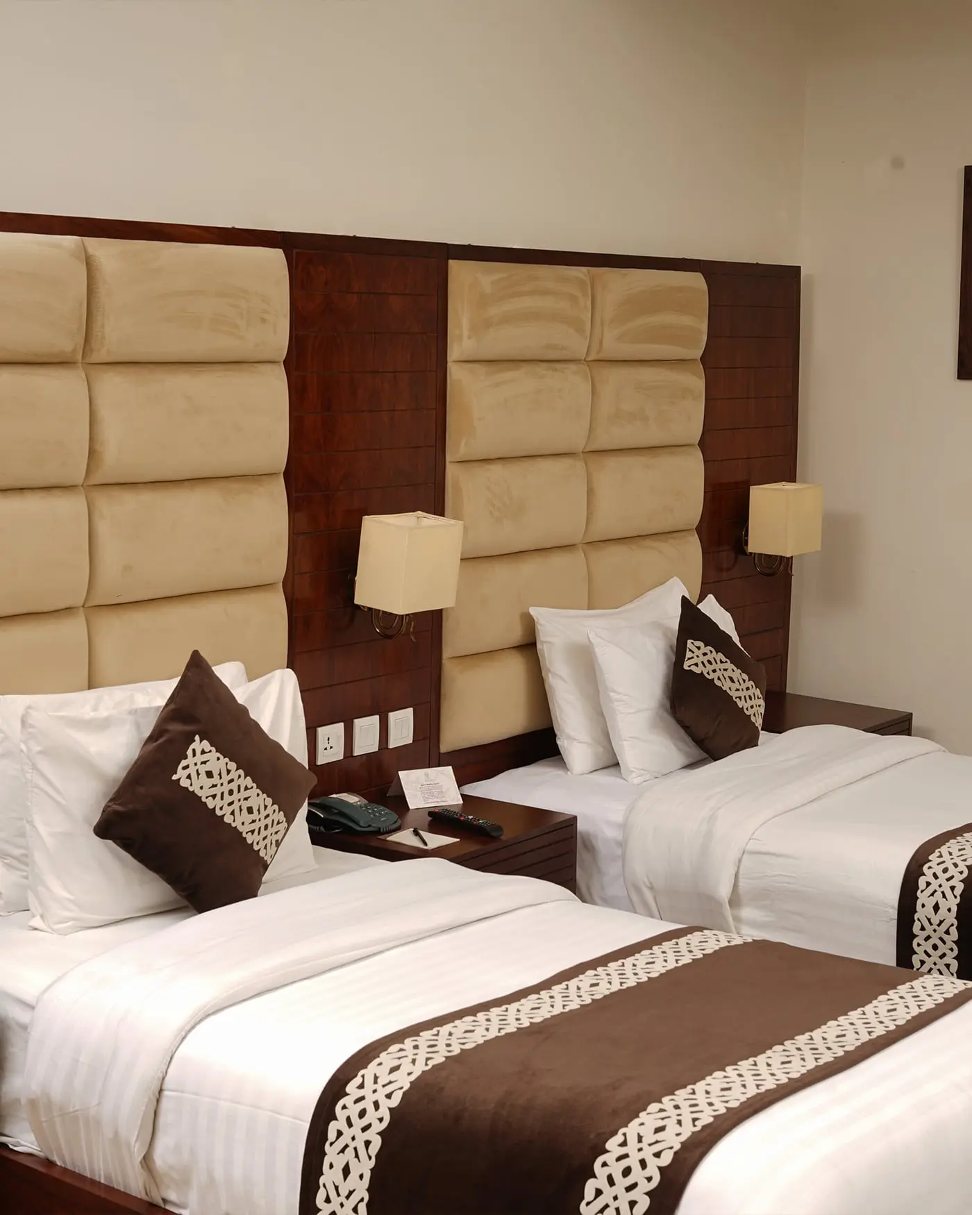 Twin beds and headboard
