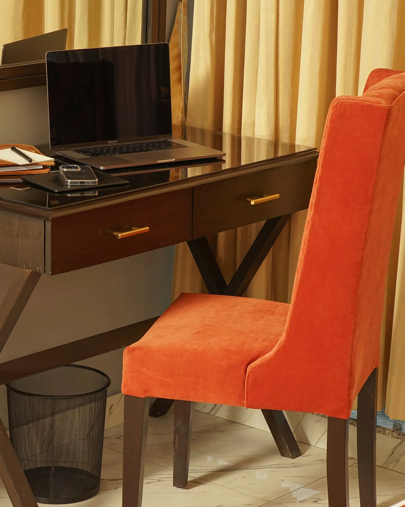 A guest room work desk