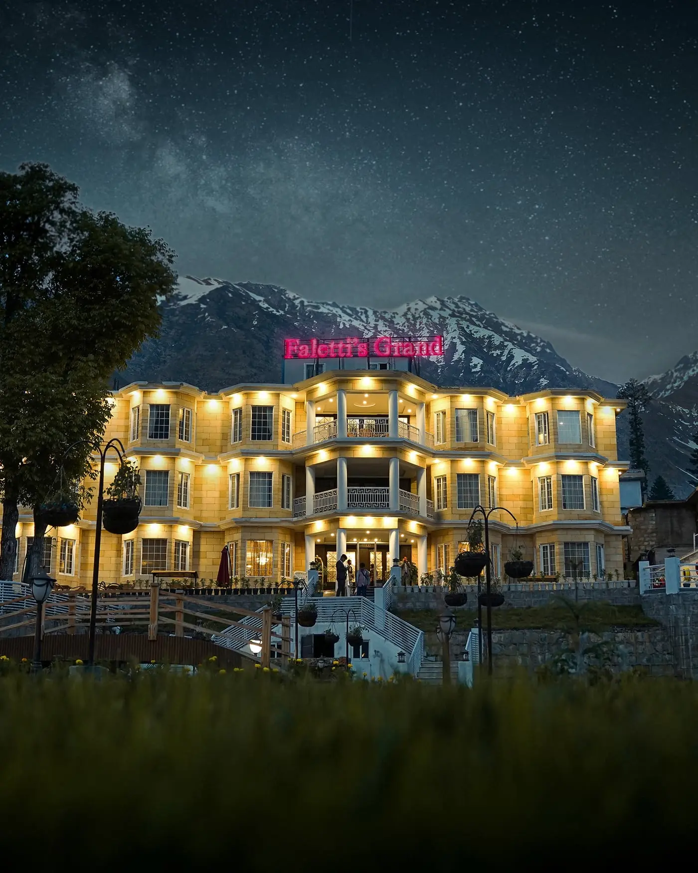 The hotel at night