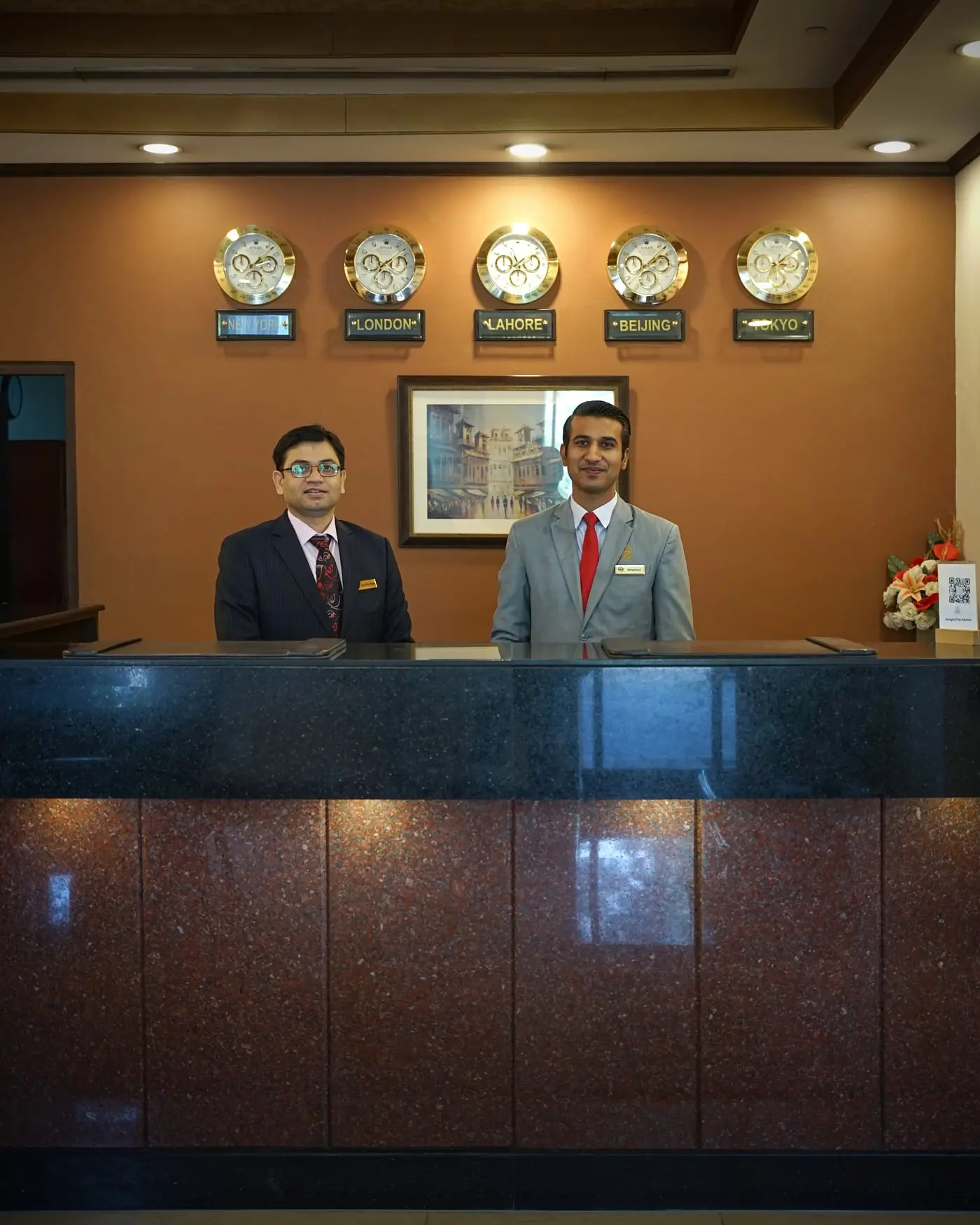 Staff at the reception desk