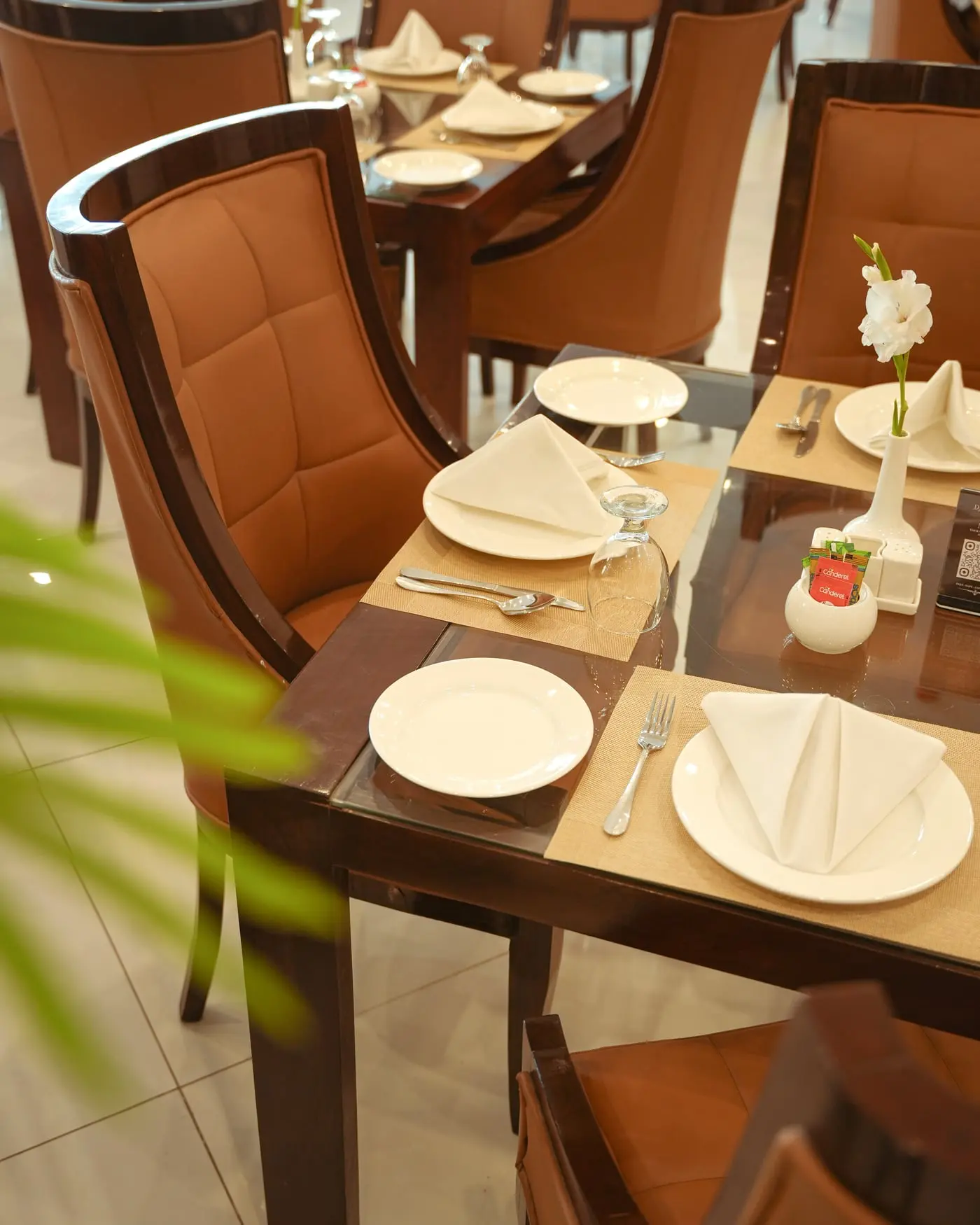 A laid table in the restaurant